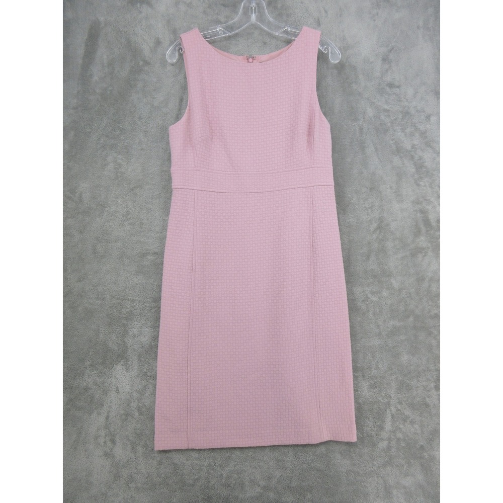 Ann Taylor Dress Womens Size 8 Textured Sheath Career Workwear Pink Textured Zip